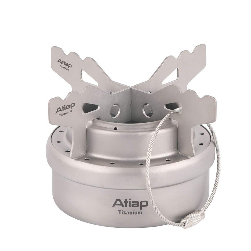 ATiAP Alcohol Stove, Titanium Portable Camping Backpacking Hiking Stove with Cross Stand Carry Bag - Image 1